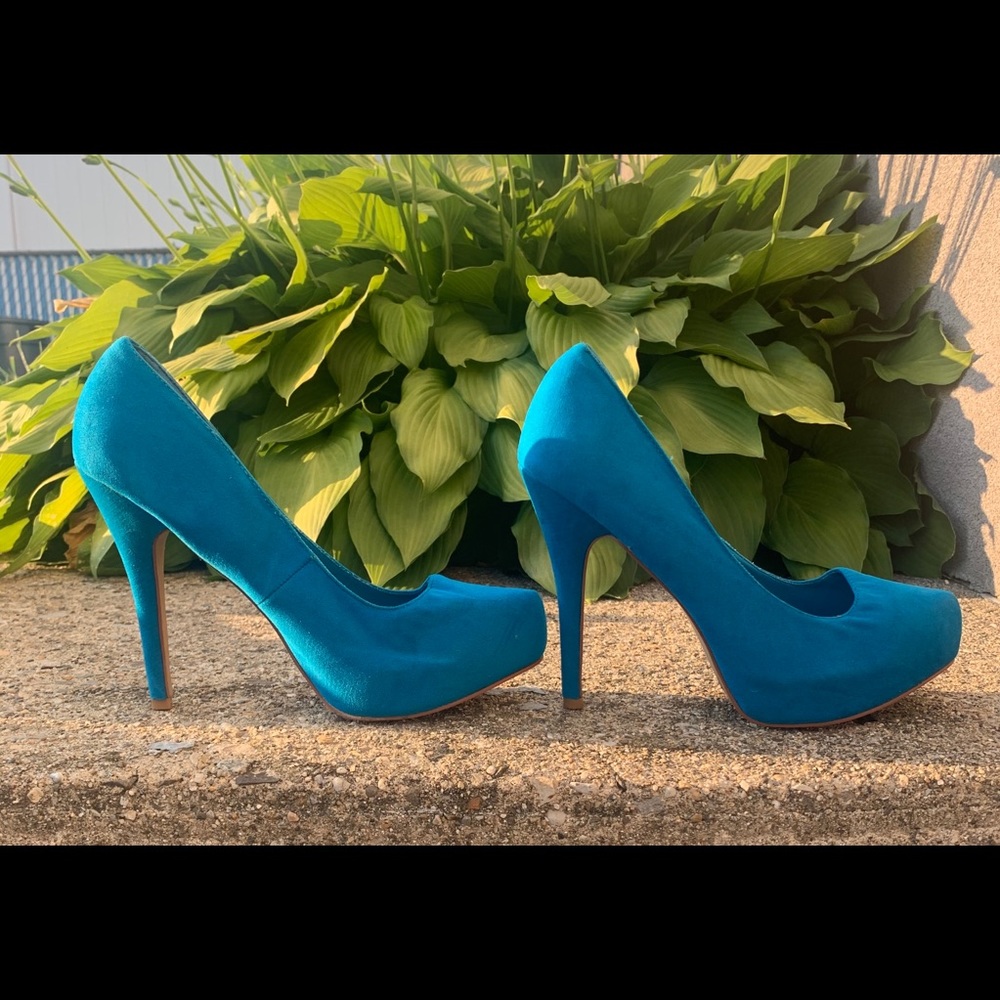 Qupid Turquoise Heels
